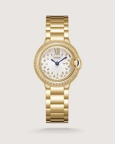 ساعه نسائي لون ذهبي مدور